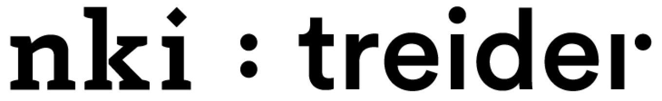Logoene til NKI og Treider på hvit bakgrunn.