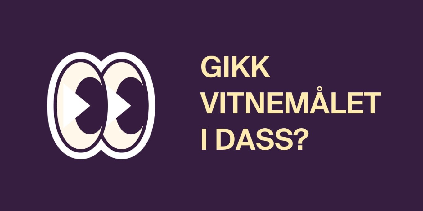 Illustrasjon med teksten "Gikk vitnemålet i dass?" på mørk bakgrunn.