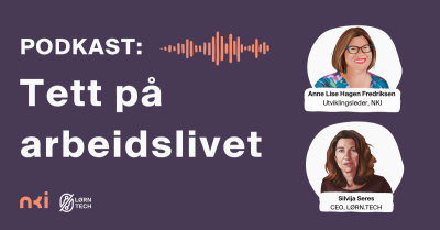 Illustrasjon av podkast "Tett på arbeidslivet" med Anne Lise Hagen Fredriksen og Silvija Seres.
